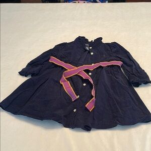 Ralph Lauren  Blue and Purple A-Line dress with Stand-Up Collar